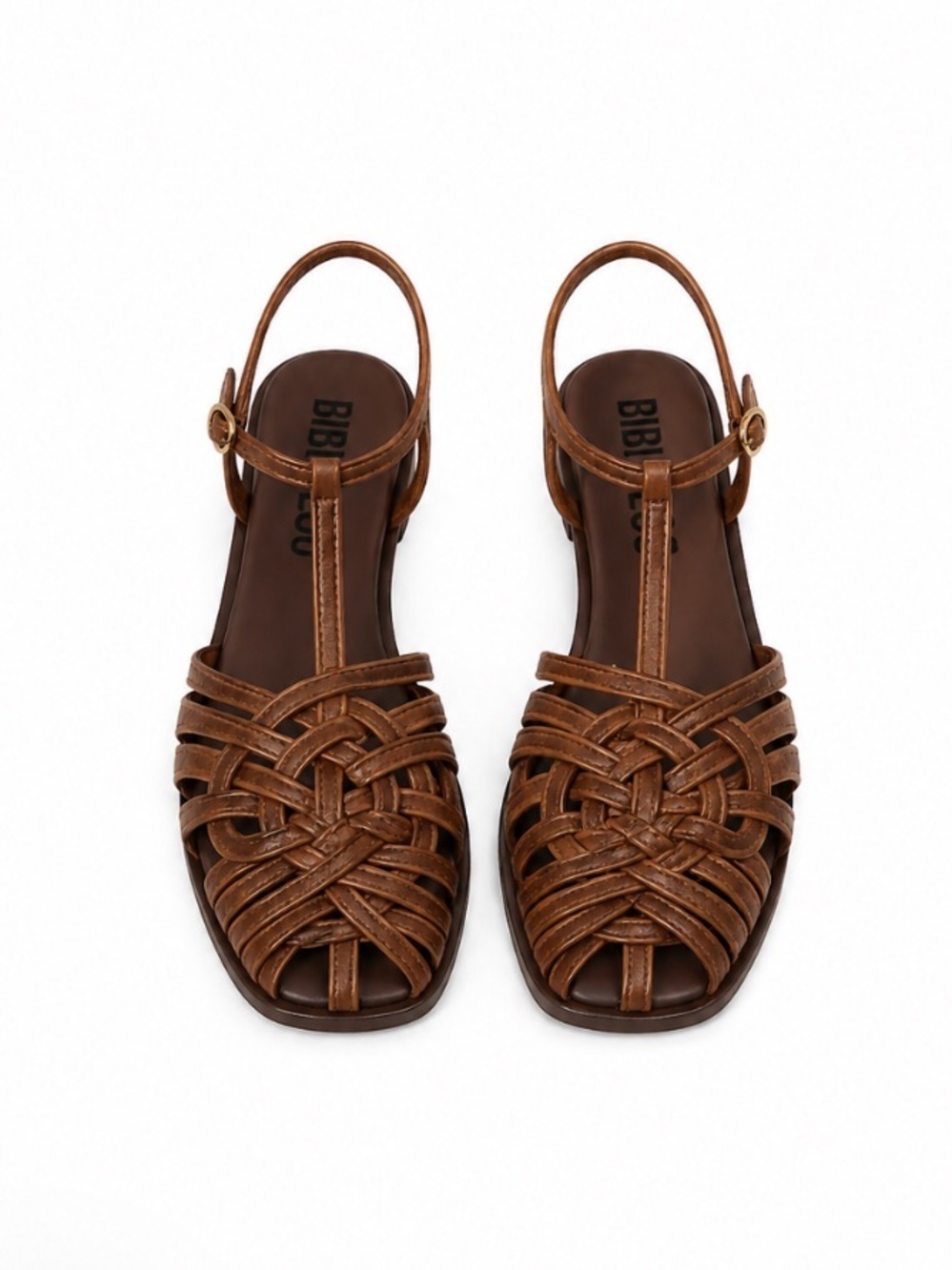 Bibi Lou Fisherman Flat Sandals In Brown Woven Leather Size 40/US 9-9.5 Like New